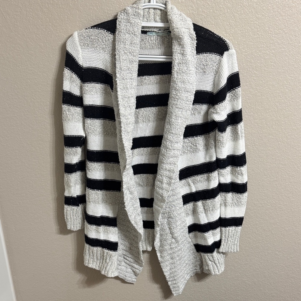 Maurices Black and White Striped Cardigan